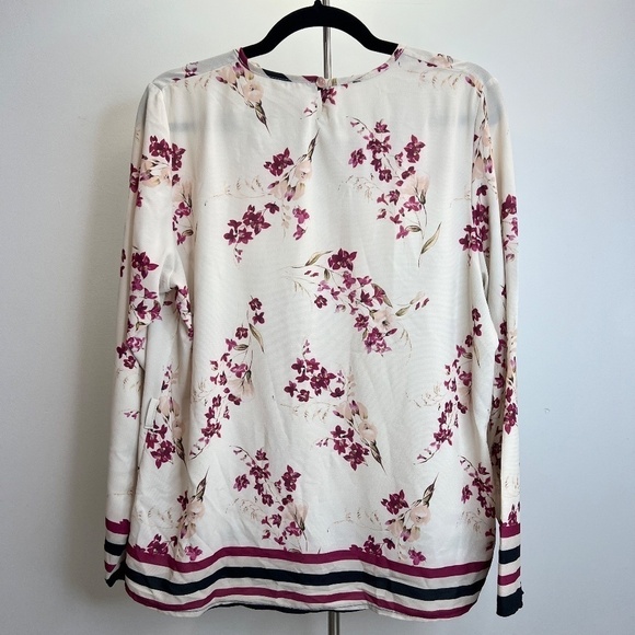 Le Mirage pink black beige floral long sleeve blouse top EU 46 - Picture 4 of 13